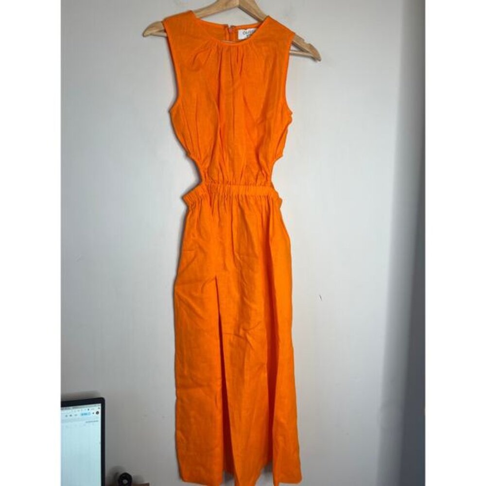 NEW Olivia by Livro Waistline Cutout Sleeveless Betsy Dress Orange Size: XS